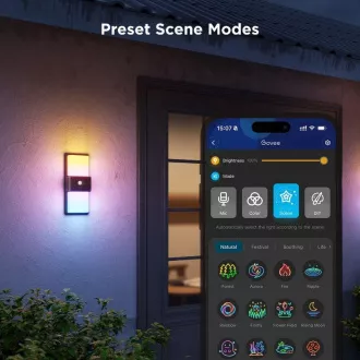 Lampă de perete inteligentă pentru exterior Govee RGBICWW 1500lm Matter