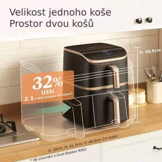 Friteuză cu aer cald inteligentă Cosori Turbo Tower Pro 10, 8l neagră