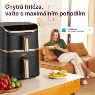 Friteuză cu aer cald inteligentă Cosori Turbo Tower Pro 10, 8l neagră