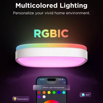 Lampă de tavan inteligentă rotundă Govee RGBICWW, 2400lm, 30cm, Matter