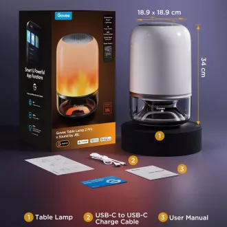 Lampă de masă Govee 2 RGBW, reîncărcabilă, cu difuzor - sunet de la JBL
