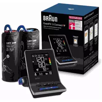 Monitor de tensiune arterială pentru braț Braun ExactFit 5 CONNECT BUA6350, detectarea aritmiei, afișaj LCD, Bluetooth Monitor de tensiune arterială pentru braț Braun ExactFit 5 CONNECT BUA6350, detectarea aritmiei, afișaj LCD, Bluetooth