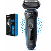 Aparat de ras electric Braun Series 5 51-B1000s, barbă și față, fără fir, cu lamă, negru / albastru