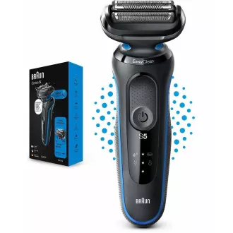Aparat de ras electric Braun Series 5 51-B1000s, barbă și față, fără fir, cu lamă, negru / albastru