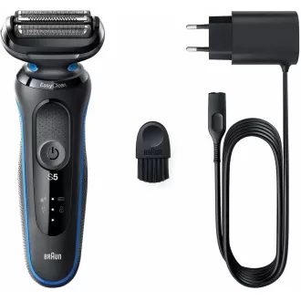 Aparat de ras electric Braun Series 5 51-B1000s, barbă și față, fără fir, cu lamă, negru / albastru