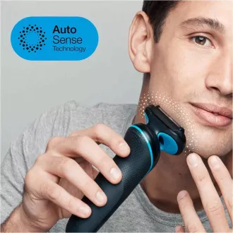 Aparat de ras electric Braun Series 5 51-B1000s, barbă și față, fără fir, cu lamă, negru / albastru