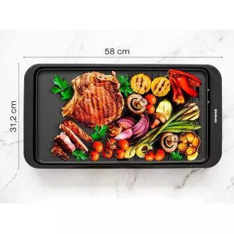 Gratar electric de masa Orava Grillchef-5, 2000 W, 2 suprafete de gratar, 60 pana la 220 °C, tava de picurare