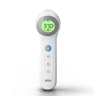 Termometru fără contact Braun BNT400WE, Age Precision, mod silențios, afișaj cu iluminare din spate, alb - Despachetat