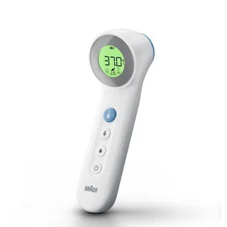 Termometru fără contact Braun BNT400WE, Age Precision, mod silențios, afișaj cu iluminare din spate, alb