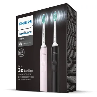 Philips HX3675/15 Periuță de dinți electrică Sonicare, sonic, temporizator, senzor de presiune, 2 bucăți, roz și negru