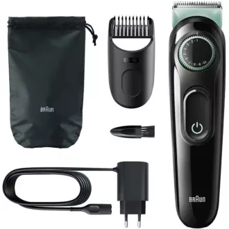 Aparat de tuns barba Braun BT3323, 20 de setări de lungime, de la 0,5 la 10 mm, perie de curățare, negru