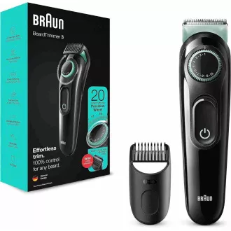 Aparat de tuns barba Braun BT3323, 20 de setări de lungime, de la 0,5 la 10 mm, perie de curățare, negru