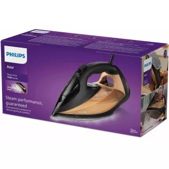 Fier de călcat cu aburi Philips DST7040/80, 2800 W, oprire automată, autocurățare, stropire, auriu/negru