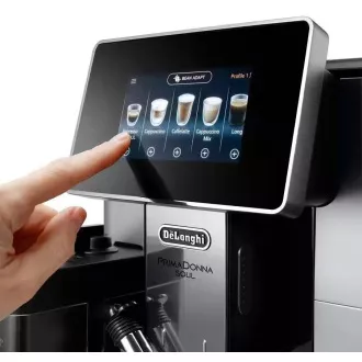 Aparat automat de cafea DeLonghi PrimaDonna Soul ECAM 610.55.SB, 1450 W, 19 bar, rasnita incorporata, inteligent, sistem lapte