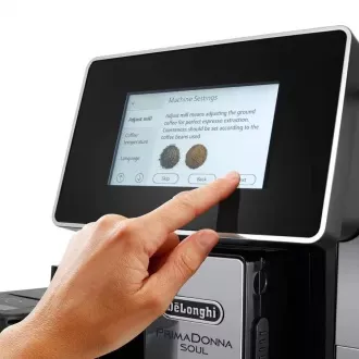 Aparat automat de cafea DeLonghi PrimaDonna Soul ECAM 610.55.SB, 1450 W, 19 bar, rasnita incorporata, inteligent, sistem lapte