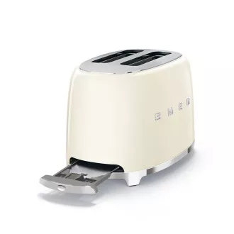Smeg TSF01CREU toaster/toaster, 2 toastere, 6 nivele de prăjire, sertar pentru firimituri, stil. anii '50, crem Smeg TSF01CREU toaster/toaster, 2 toastere, 6 nivele de prăjire, sertar pentru firimituri, stil. anii '50, crem