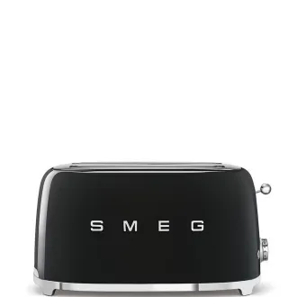 Smeg TSF02BLEU, prăjitor de pâine / cuptor prăjitor de pâine, 4 prăjitoare, 6 nivele de prăjire, sertar pentru firimituri, stil. anii '50, negru