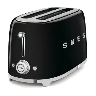 Smeg TSF02BLEU, prăjitor de pâine / cuptor prăjitor de pâine, 4 prăjitoare, 6 nivele de prăjire, sertar pentru firimituri, stil. anii '50, negru