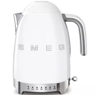 Fierbător electric Smeg KLF04WHEU, 1, 7 l (7 cești), 2400 W, stil 50s, control al temperaturii, 7 programe, alb