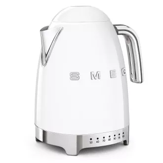 Fierbător electric Smeg KLF04WHEU, 1, 7 l (7 cești), 2400 W, stil 50s, control al temperaturii, 7 programe, alb