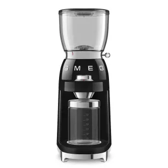 Mașină de măcinat cafea Smeg CGF11BLEU, 150 W, grosime reglabilă, râșniță din oțel inoxidabil, recipient din tritan, negru