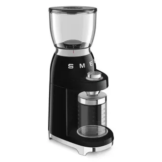 Mașină de măcinat cafea Smeg CGF11BLEU, 150 W, grosime reglabilă, râșniță din oțel inoxidabil, recipient din tritan, negru