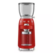 Mașină de măcinat cafea Smeg CGF11RDEU, 150 W, grosime reglabilă, râșniță din oțel inoxidabil, recipient din tritan, roșu
