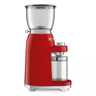 Mașină de măcinat cafea Smeg CGF11RDEU, 150 W, grosime reglabilă, râșniță din oțel inoxidabil, recipient din tritan, roșu