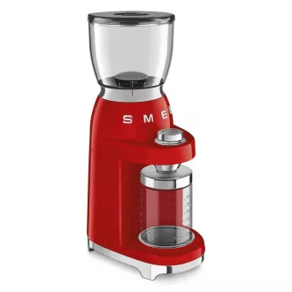 Mașină de măcinat cafea Smeg CGF11RDEU, 150 W, grosime reglabilă, râșniță din oțel inoxidabil, recipient din tritan, roșu