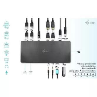 Stație de andocare iTec USB-C Quattro Display cu putere de livrare 85 W Stație de andocare iTec USB-C Quattro Display cu putere de livrare 85 W