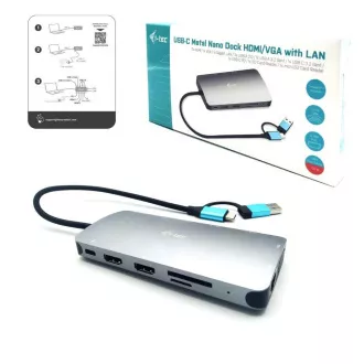 i-tec USB 3.0 USB-C/Thunderbolt 3x Display Nano Dock metalic cu LAN, PD 100 W