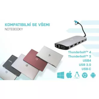 i-tec USB 3.0 USB-C/Thunderbolt 3x Display Nano Dock metalic cu LAN, PD 100 W