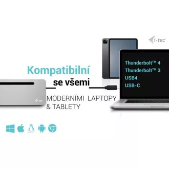 i-tec USB-C Metal Ergonomic 4K 3x Display Docking Station, PD 100W + încărcător universal i-tec 100W (pachet)
