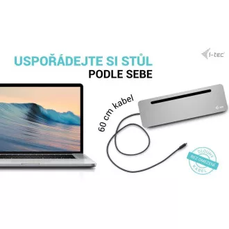 i-tec USB-C Metal Ergonomic 4K 3x Display Docking Station, PD 100W + încărcător universal i-tec 100W (pachet)