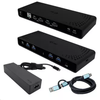 Stație de andocare universală cu afișaj dublu 4K i-tec, livrare de energie 85 W + încărcător i-tec USB-C 100 W