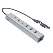 i-tec Hub metalic de încărcare USB-C/USB-A cu 7 porturi (3x USB-C, 4x USB-A)