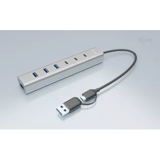 i-tec Hub metalic de încărcare USB-C/USB-A cu 7 porturi (3x USB-C, 4x USB-A)