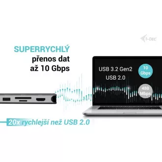 i-tec USB-C Metal Nano Dock cu 3 porturi de afișare, 2 porturi HDMI, 1 porturi video USB-C, alimentare 140W