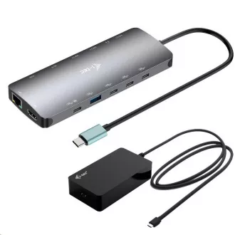 i-tec USB-C Metal Nano Dock cu 3 porturi de afișare, 2 porturi HDMI, 1 porturi video USB-C, PD 140W + Încărcător universal 140 W