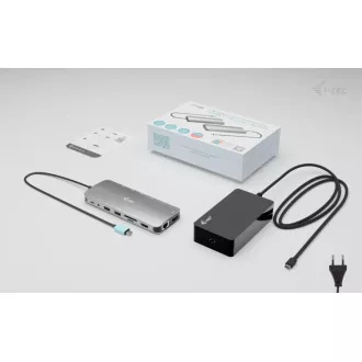 i-tec USB-C Metal Nano Dock cu 3 porturi de afișare, 2 porturi HDMI, 1 porturi video USB-C, PD 140W + Încărcător universal 140 W