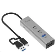 Hub metalic universal de încărcare i-tec, 2 porturi USB-C + 2 porturi USB-A, PD 85W