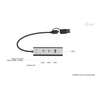 Hub metalic universal de încărcare i-tec, 2 porturi USB-C + 2 porturi USB-A, PD 85W Hub metalic universal de încărcare i-tec, 2 porturi USB-C + 2 porturi USB-A, PD 85W