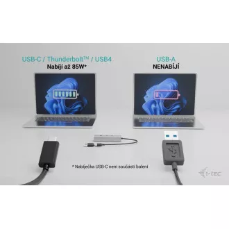 Hub metalic universal de încărcare i-tec, 2 porturi USB-C + 2 porturi USB-A, PD 85W Hub metalic universal de încărcare i-tec, 2 porturi USB-C + 2 porturi USB-A, PD 85W