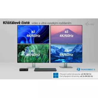 Stație de andocare pentru ecran i-tec Thunderbolt 5 Quattro, alimentare 140W
