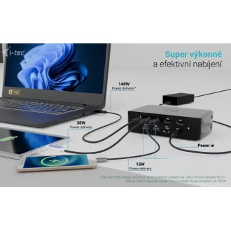 Stație de andocare pentru ecran i-tec Thunderbolt 5 Quattro, alimentare 140W