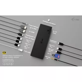 Stație de andocare pentru afișaje i-tec Thunderbolt4 3x, alimentare 96W