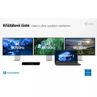 Stație de andocare pentru afișaje i-tec Thunderbolt4 3x, alimentare 96W