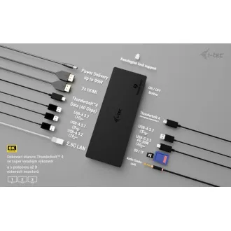 Stație de andocare pentru afișaje i-tec Thunderbolt4 3x, alimentare 96W Stație de andocare pentru afișaje i-tec Thunderbolt4 3x, alimentare 96W