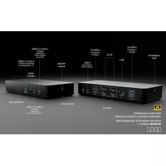 Stație de andocare universală inteligentă i-tec pentru afișaj dual, alimentare 100W