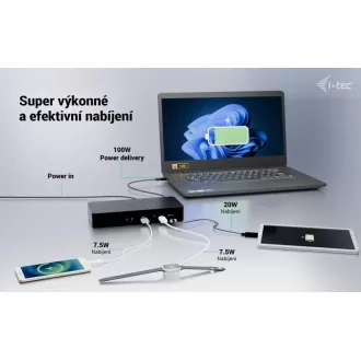 Stație de andocare universală inteligentă i-tec pentru afișaj dual, alimentare 100W